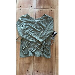 Were Together Maternity Top Sage Green Cotton Long Sleeve V-Neck Small NWT